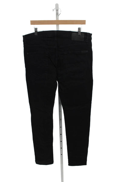 7 For All Mankind Mens Skinny Jeans Black Cotton Button Inseam 32 Size 36