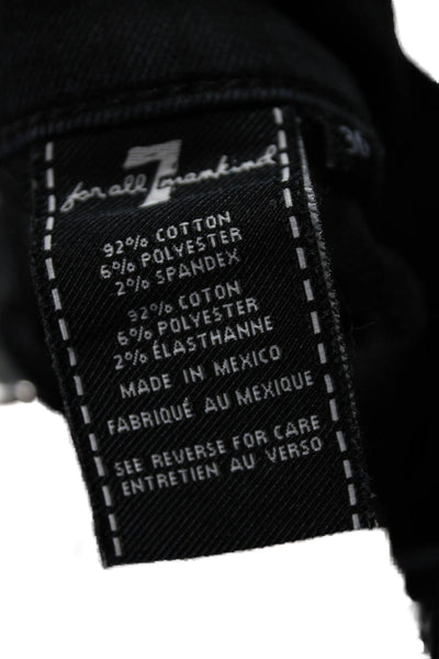7 For All Mankind Mens Skinny Jeans Black Cotton Button Inseam 32 Size 36