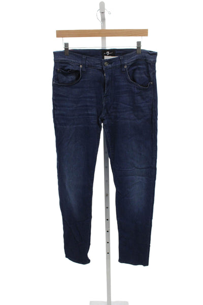 7 For All Mankind Mens Blue Modal Straight Jeans Size 34