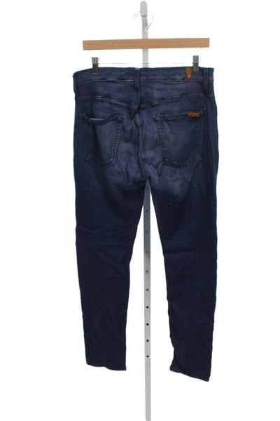 7 For All Mankind Mens Blue Modal Straight Jeans Size 34