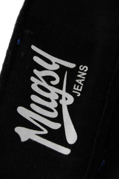 Mugsy Mens Straight Jeans Black Button Fly Cotton Size 38