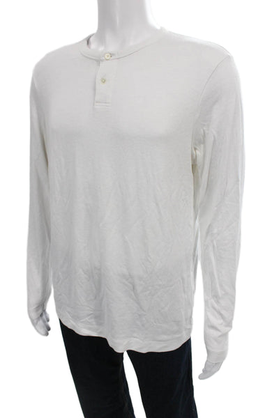 Theory Mens Long Sleeve Henley Modal Tee White Size L