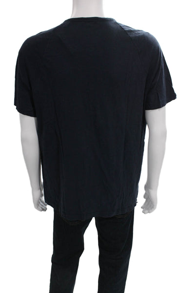 Theory Mens Basic Henley Cotton T-Shirt Blue Short Sleeve Size XL