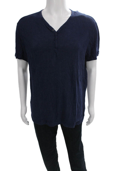 John Varvatos Star USA Mens Basic Blue V-Neck Lyocell T-Shirt Size L