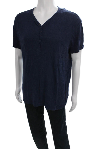 John Varvatos Star USA Mens Basic Blue V-Neck Lyocell T-Shirt Size L