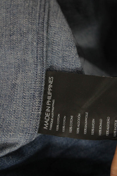 Club Monaco Mens Button Front Long Sleeve Collared Slim Shirt Blue Size XL