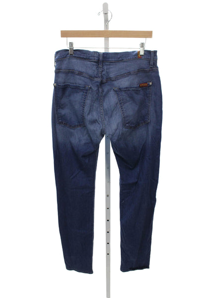 7 For All Mankind Mens Skinny Jeans Blue Button Cotton Size 36
