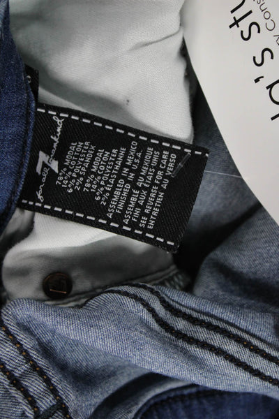7 For All Mankind Mens Skinny Jeans Blue Button Cotton Size 36
