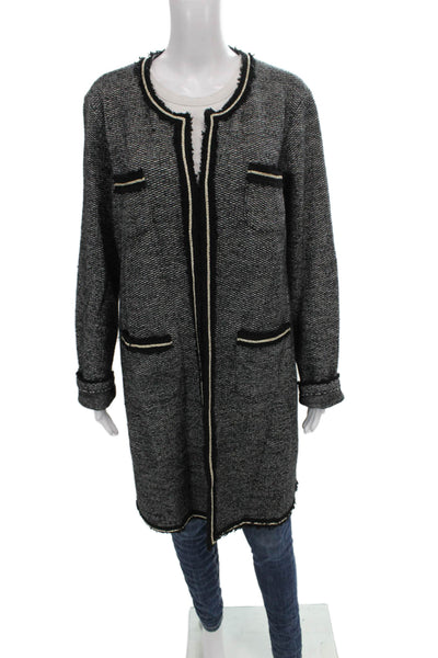 Karl Lagerfeld Womens Overcoat Tweed Black Geometric Plus Size XL