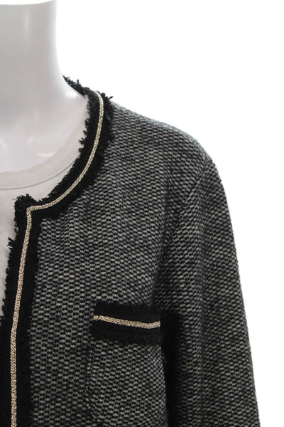 Karl Lagerfeld Womens Overcoat Tweed Black Geometric Plus Size XL