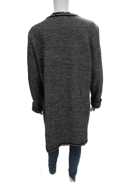 Karl Lagerfeld Womens Overcoat Tweed Black Geometric Plus Size XL