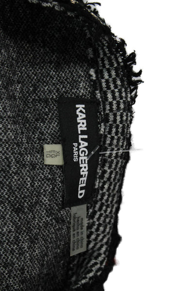 Karl Lagerfeld Womens Overcoat Tweed Black Geometric Plus Size XL