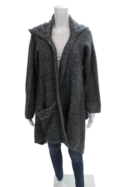 Neiman Marcus Women Gray Collared Acrylic Cardigan Long Sleeve Size L