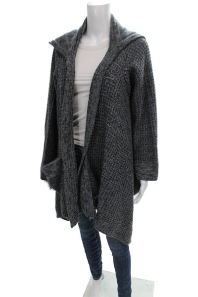 Neiman Marcus Women Gray Collared Acrylic Cardigan Long Sleeve Size L