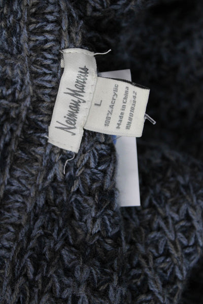 Neiman Marcus Women Gray Collared Acrylic Cardigan Long Sleeve Size L