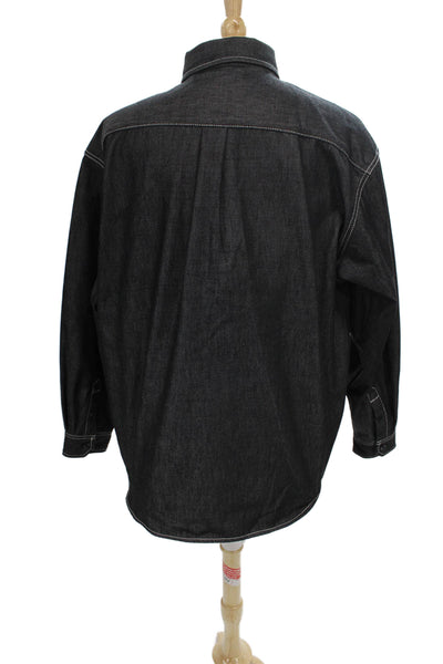 Carhartt Mens Black Shirt Jacket Workwear Button Long Sleeve 50/50 Size L