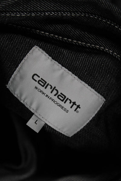 Carhartt Mens Black Shirt Jacket Workwear Button Long Sleeve 50/50 Size L
