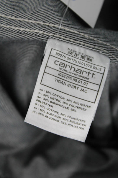 Carhartt Mens Black Shirt Jacket Workwear Button Long Sleeve 50/50 Size L