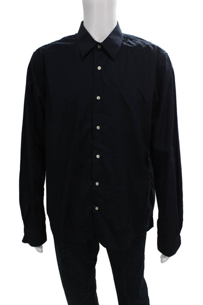 OFFICINE GENERALE Mens Button Down Long Sleeve Cotton Blue Shirt Size XL