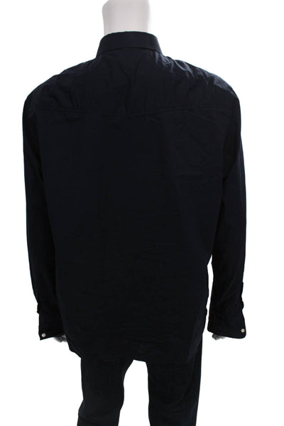 OFFICINE GENERALE Mens Button Down Long Sleeve Cotton Blue Shirt Size XL