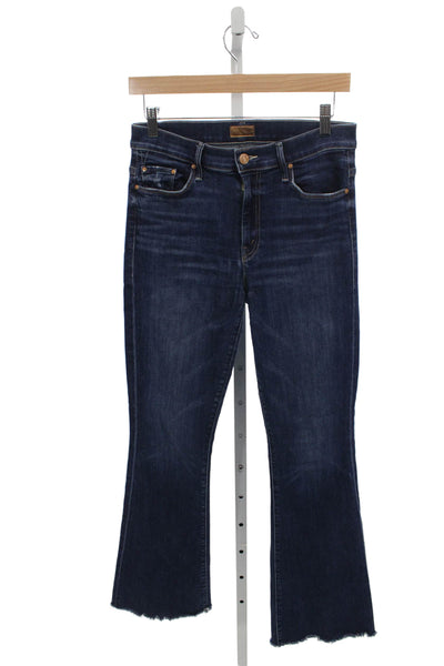Mother Womens Cropped Jeans Blue Mid-Rise Button Cotton Size 28