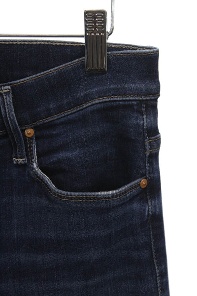 Mother Womens Cropped Jeans Blue Mid-Rise Button Cotton Size 28