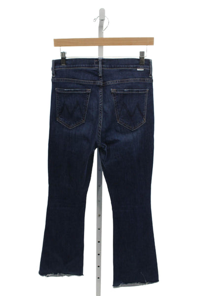 Mother Womens Cropped Jeans Blue Mid-Rise Button Cotton Size 28