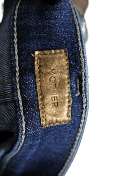 Mother Womens Cropped Jeans Blue Mid-Rise Button Cotton Size 28