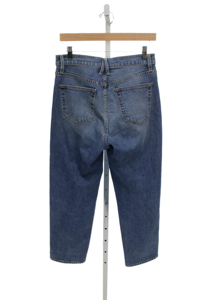 Slvrlake Women Straight Jeans Blue Mid Rise Cotton Blend Size 28