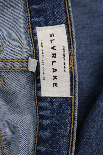 Slvrlake Women Straight Jeans Blue Mid Rise Cotton Blend Size 28