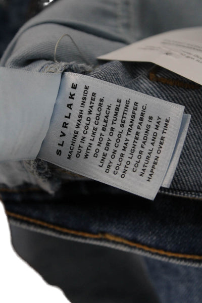 Slvrlake Women Straight Jeans Blue Mid Rise Cotton Blend Size 28
