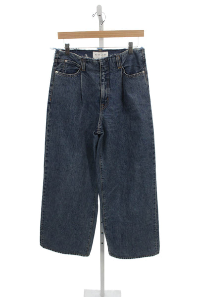 Slvrlake Womens Wide Leg Jeans Blue 100% Cotton Mid Rise Button Size 26