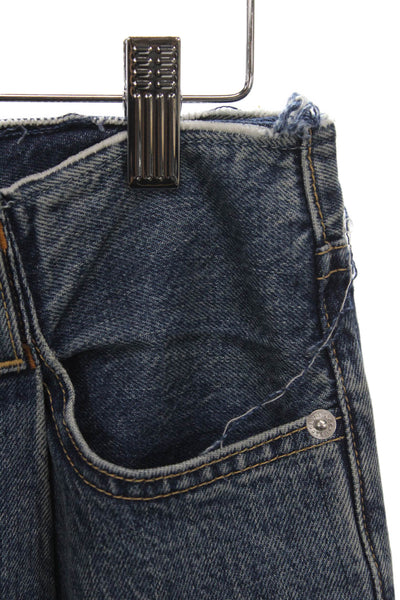 Slvrlake Womens Wide Leg Jeans Blue 100% Cotton Mid Rise Button Size 26