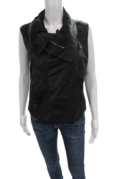 Rick Owens Women Biker Lamb Leather Vest Black Zip Bust 36 Size 10