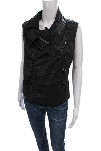 Rick Owens Women Biker Lamb Leather Vest Black Zip Bust 36 Size 10