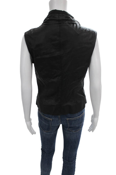 Rick Owens Women Biker Lamb Leather Vest Black Zip Bust 36 Size 10