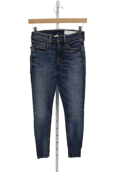 Rag & Bone Womens Skinny Jeans Blue High Rise Cotton Blend Inseam 30 Size 24