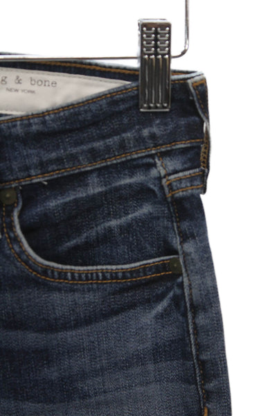 Rag & Bone Womens Skinny Jeans Blue High Rise Cotton Blend Inseam 30 Size 24
