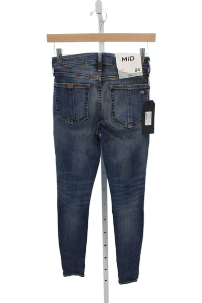 Rag & Bone Womens Skinny Jeans Blue High Rise Cotton Blend Inseam 30 Size 24
