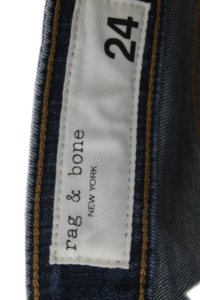Rag & Bone Womens Skinny Jeans Blue High Rise Cotton Blend Inseam 30 Size 24