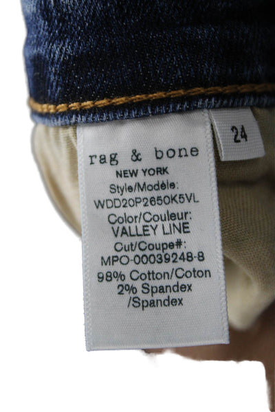 Rag & Bone Womens Skinny Jeans Blue High Rise Cotton Blend Inseam 30 Size 24