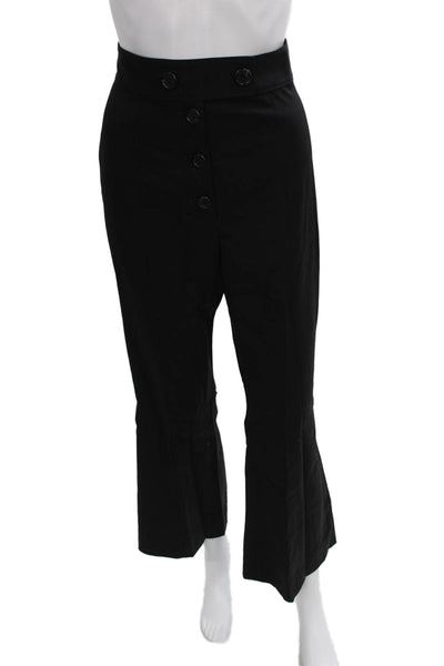 Proenza Schouler Unisex Black Cropped Wool Pants Button Closure Size 4