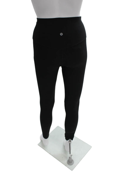 Lululemon Women Striped Black Nylon Blend Ankle Leggings Sports Size 6