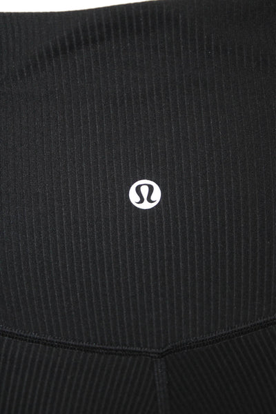 Lululemon Women Striped Black Nylon Blend Ankle Leggings Sports Size 6