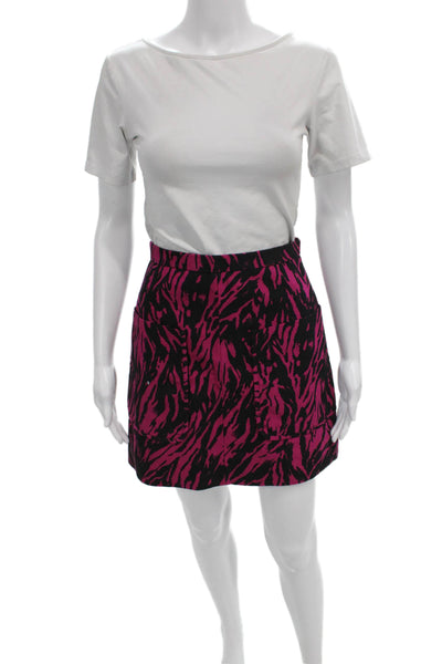 No21 Women Mini Skirt Black Cotton Animal Print Zip Short Size 40