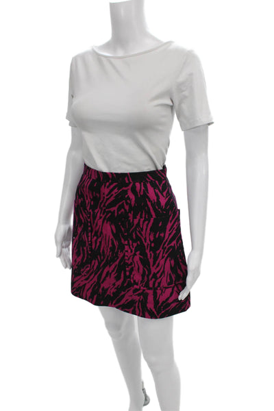 No21 Women Mini Skirt Black Cotton Animal Print Zip Short Size 40