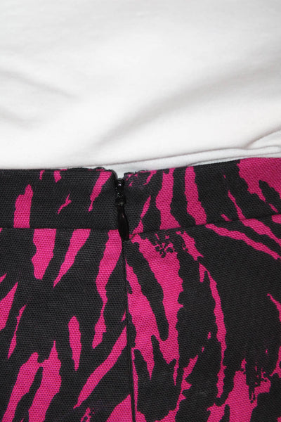 No21 Women Mini Skirt Black Cotton Animal Print Zip Short Size 40