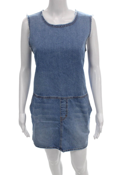 Current/Elliott Womens Shift Dress Blue Sleeveless Scoop Neck Cotton Size 2