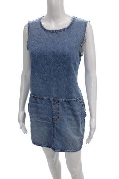 Current/Elliott Womens Shift Dress Blue Sleeveless Scoop Neck Cotton Size 2