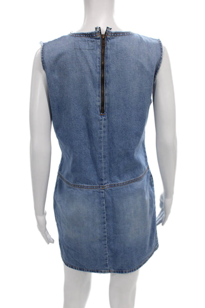 Current/Elliott Womens Shift Dress Blue Sleeveless Scoop Neck Cotton Size 2